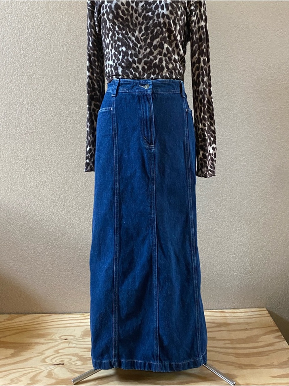 Eddie Bauer VINTAGE Dark Blue High-Waist Denim Maxi Skirt